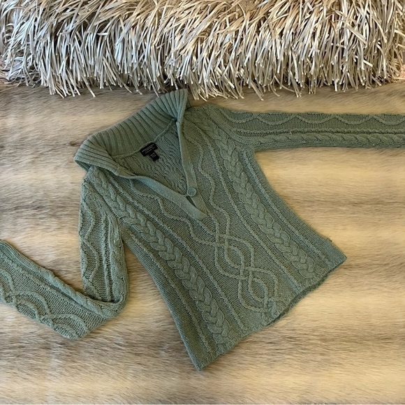 Vintage AMERICAN EAGLE OUTFITTERS Green Sailor Collar Pullover XS Sweater Y2K - Picture 1 of 10